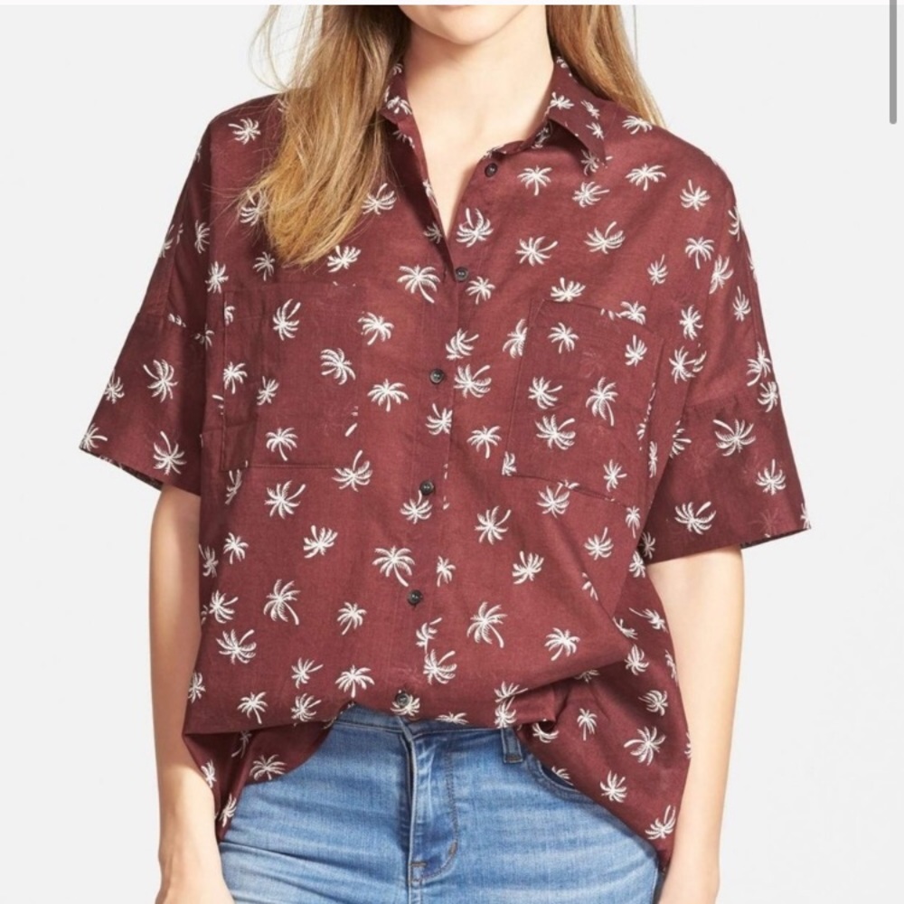 Madewell button down shirt with palm tree print